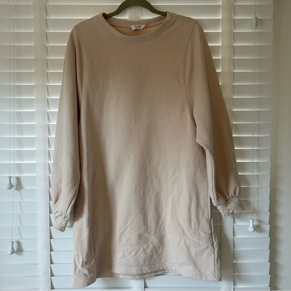 Pinkblush Sweatshirt Dress Oversized Cream Tan Small - Picture 5 of 14